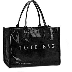 Elegant PVC Tote Bag for Women - Stylish Work Purse with Letter Print Design